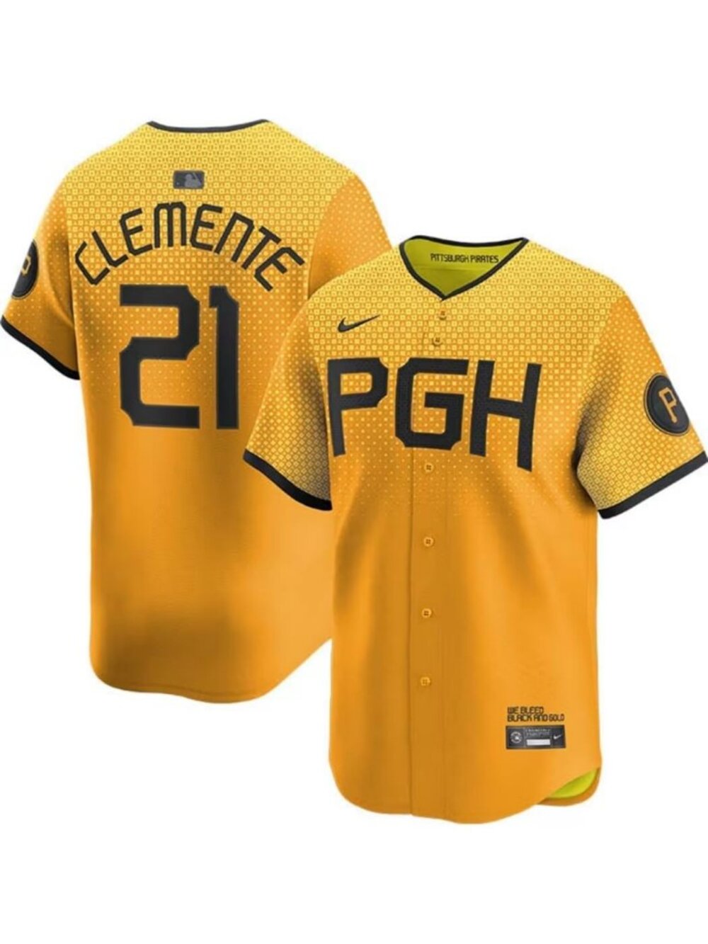 Roberto Clemente Pittsburgh Pirates MLB Nike Men's Yellow Gold City Connect